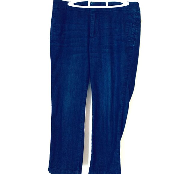 CHICO’S PLATINUM DENIM Ultimate Fit Crop Jean Hint of Gold - Picture 11 of 14